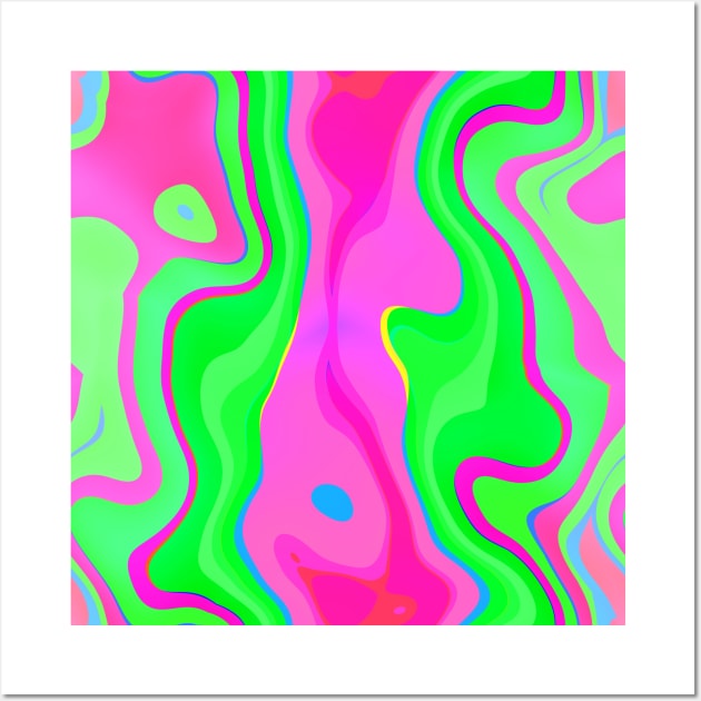 Neon Swirl Pattern - Pink and Lime Wall Art by Kelly Louise Art